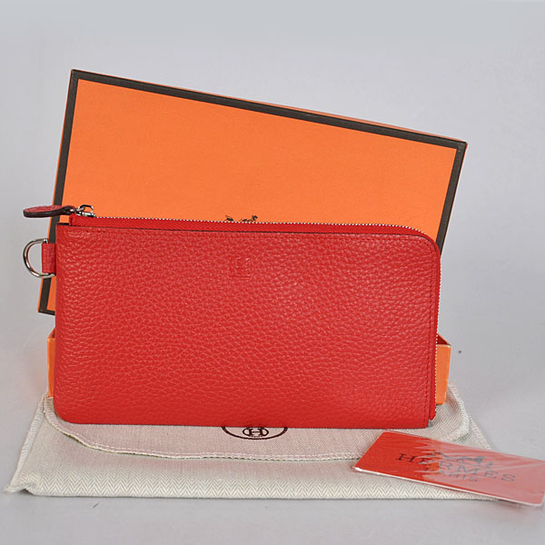 A908 Hermes in pelle con cerniera Portafoglio clemence in Flame